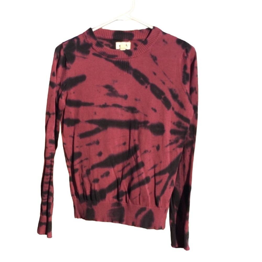 Pact Women's Maroon and Black Tie-Dye Crewneck Sweatshirt